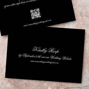 Formell kalligrafi Svart Klassisk QR-kod Bröllop OSA Kort