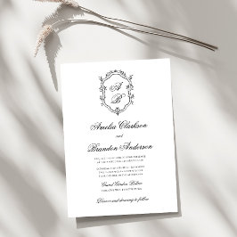 Formell klassisk Blommigt, Monogram Vapensköld Brö Inbjudningar