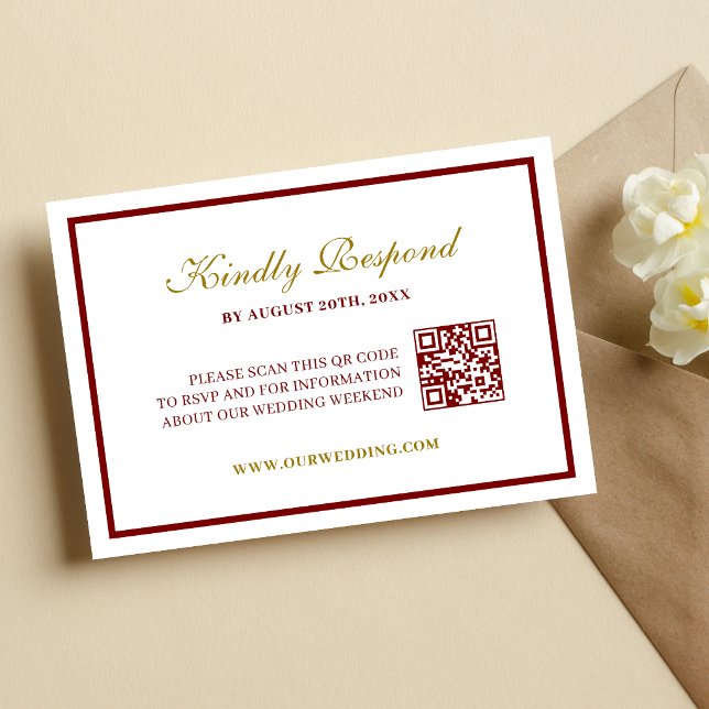 Formell Klassisk Burgunder & Guld Monogram Bröllop OSA Kort (Burgundy and gold monogram RSVP card adds elegant organization to your wedding responses.)