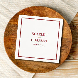 Formell klassisk burgunder och guld monogram bröll pappersservett