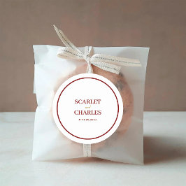 Formell klassisk burgunder och guld monogram bröll runt klistermärke