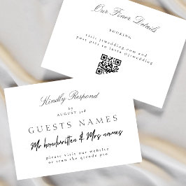 Formell Klassisk Elegant Bröllopsdetalj QR-KOD RSV Anteckningskort