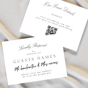 Formell Klassisk Elegant Bröllopsdetalj QR-KOD RSV Anteckningskort