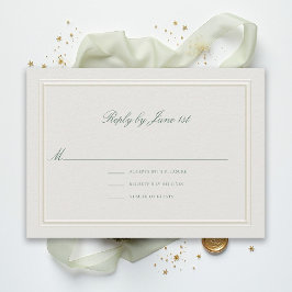 Formell Klassisk Grön Elegant Ecru Bröllop RSVP