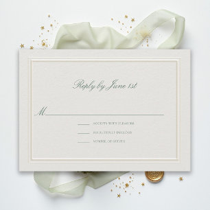 Formell Klassisk Grön Elegant Ecru Bröllop RSVP