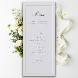 Formell Klassisk Grön Elegant Ram Ivory Bröllop Meny