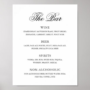 Formell klassisk Pub Drink Menu Elegant bröllop Poster