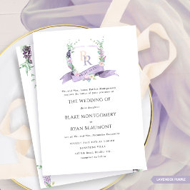 Formell lavender, Lila, Pastel Monogram Bröllop Inbjudningar