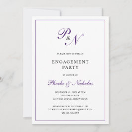 Formell Lila Monogram-Förlovningsfest Inbjudningar