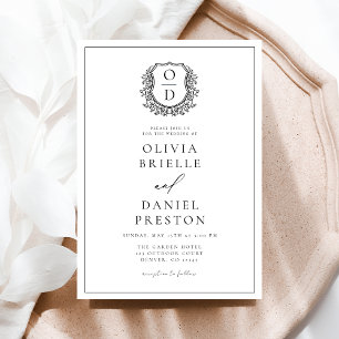 Formell lövVapensköld Monogram Bröllop Elegant Inbjudningar