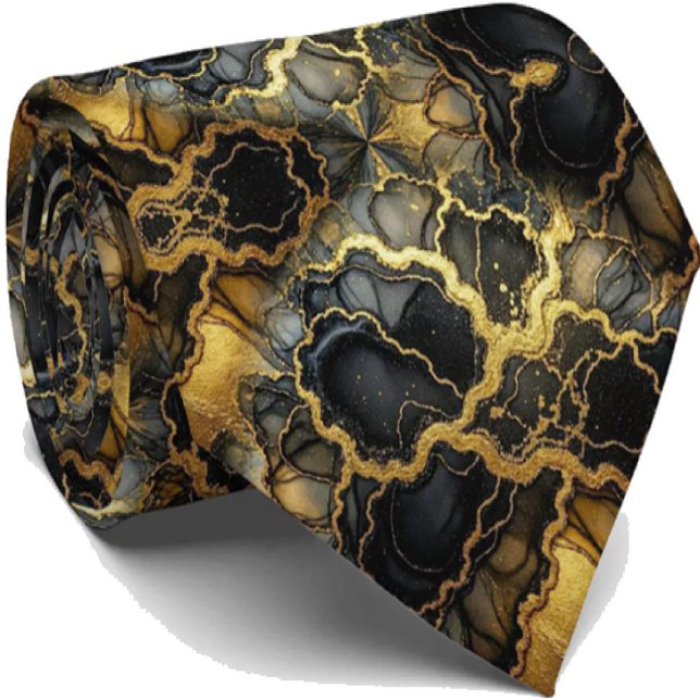 Formell Lyx Slip | Svart & Guld Marmorering Slips (Skapare uppladdad)