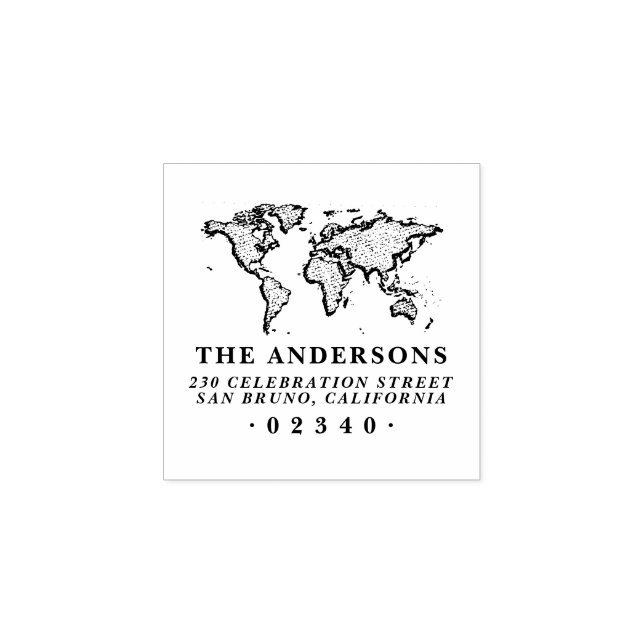 Formell mappning av djärv världskarta för Namn och Stämpel (Tryck)