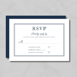 Formell Marinblå Bröllops-RSVP-Kort med Script OSA Kort