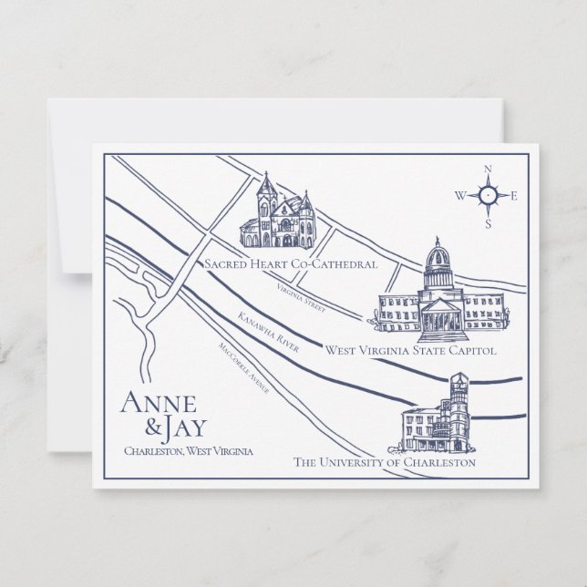 Formell marinblå informationskort utan kantlinje C Inbjudningar (Baksida)