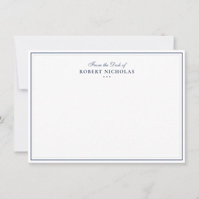Formell marinblå Script Two Border-papper Anteckningskort (Framsida)