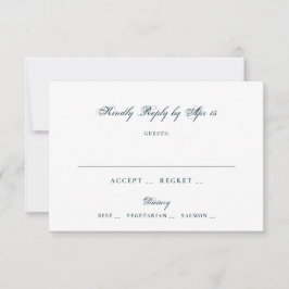 Formell marinblå vit klassisk elegant bröllop OSA kort