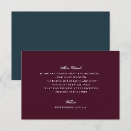 Formell maronflodens kalligrafi Elegant bröllop Tilläggskort