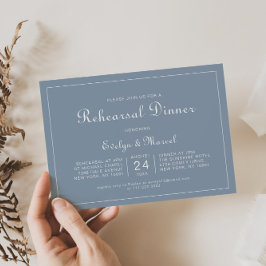Formell minimal blått rehearsal Dinner Inbjudningar