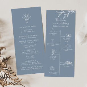 Formell Minimal Dusty Blue Tidslinje Bröllop  Program