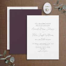 Formell modern kalligrafi Plum Lila Bröllop