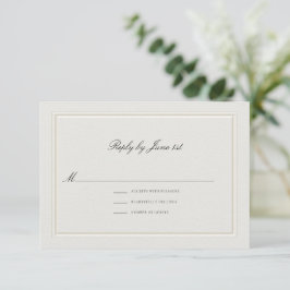 Formell Modern Klassisk Elegant Ecru Bröllop OSA Kort