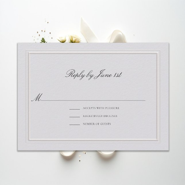 Formell Modern Klassisk Elegant Elfenbensvit Bröll (modern classic wedding rsvp reply double frame elevated ivory formal traditional calligraphy stately)