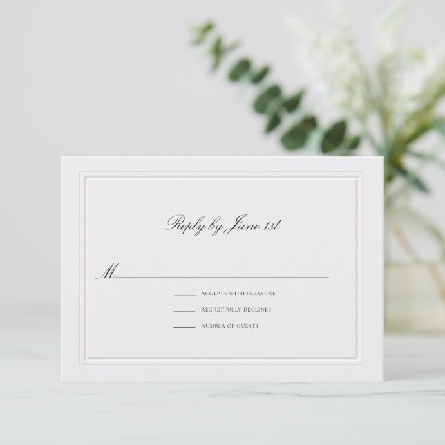 Formell Modern Klassisk Elegant Pärlbröllop OSA Kort (Stående Fram)