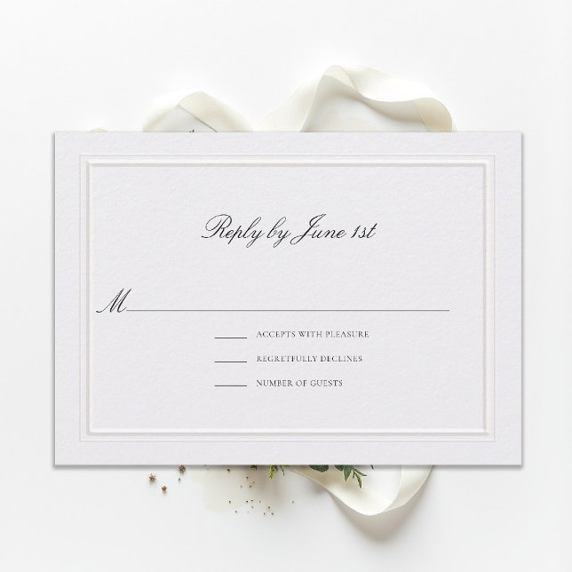 Formell Modern Klassisk Elegant Pärlemor Bröllop R (modern classic wedding rsvp reply double frame elevated pearl formal traditional calligraphy stately)