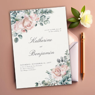 Formell Modern Klassisk Vinterrosor Elegant Bröllo Inbjudningar