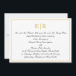 Formell monogramkalligrafi Elegant Guld Bröllop Inbjudningar<br><div class="desc">Inbjudningar i elegant bröllop som innehåller ditt monogram i guld överst,  tillsammans med en formell ordalydelse och dina bröllop-detaljer i en underbar kalligrafi som omges av ett guld ram.</div>