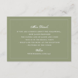 Formell Mossgrön Bröllopswebbplats Detaljer Tilläggskort