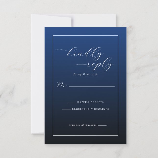 Formell Navy Blue RSVP-kort OSA Kort (Framsida)