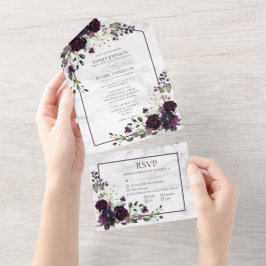 Formell plommon Lila Flower Watercolor Bröllop