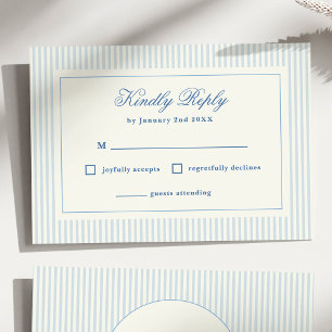 Formell Preppy Fransk Blå Ränder RSVP OSA Kort