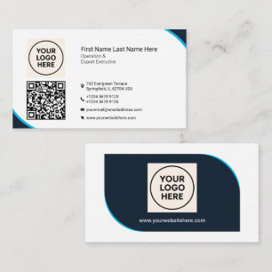 Formell QR-professionell modern marinblå företags- Visitkort