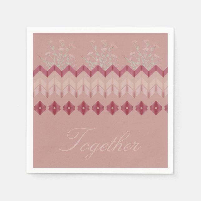 Formell Rosa Burgundy och Blommigt Pappersservett (Framsidan)