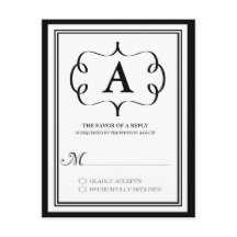 Formell RSVP-kort med monogram i svart