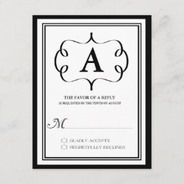 Formell RSVP-kort med monogram i svart OSA Kort