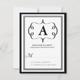Formell RSVP-kort med monogram i svart OSA Kort
