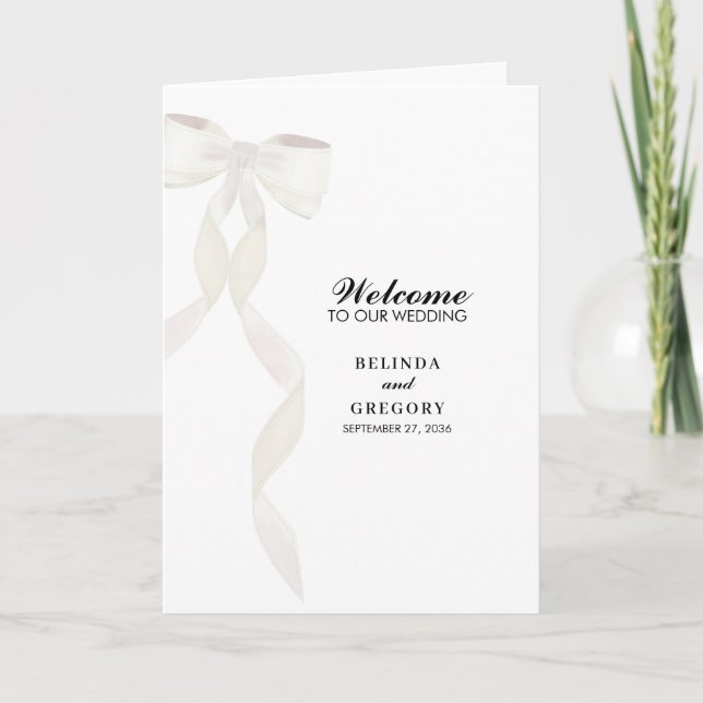 Formell serviceorder för vit Bröllop Program (Framsida)