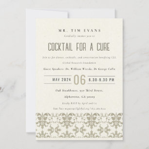 Formell Silver Damask Cocktail-seminarieevenemang Inbjudningar
