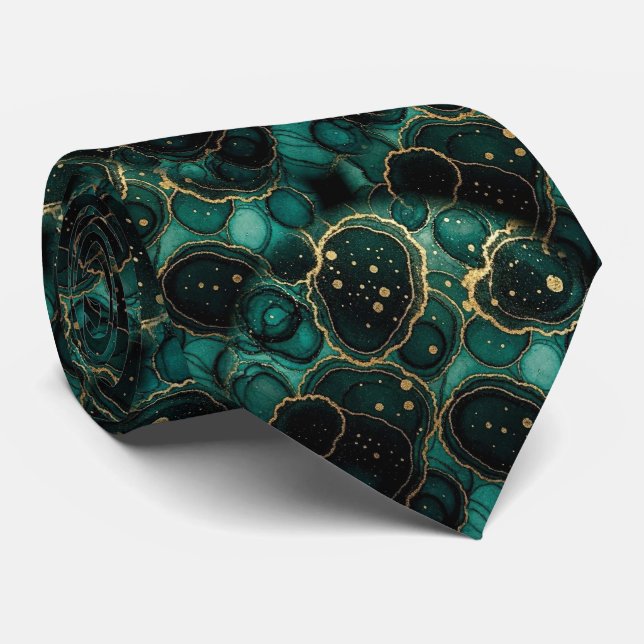 Formell slips | Marmor Teal Blå & Guld (Rullad)