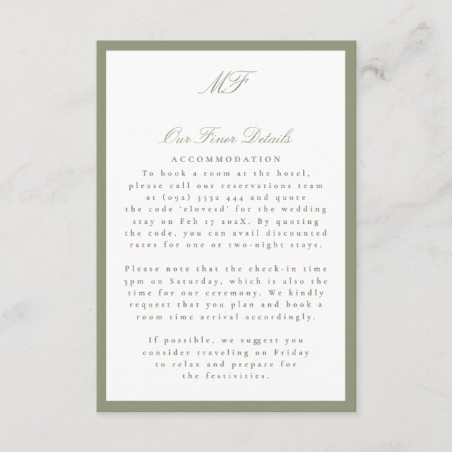 Formell Smoking Ram Weding Detaljer Info Tilläggskort (Framsida)