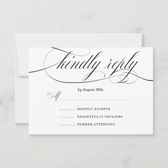 Formell status | Svartvit typografi bröllop OSA Kort (Framsida)