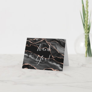 Formell svart Agat Roséguld Glitter Bröllop Tack Kort