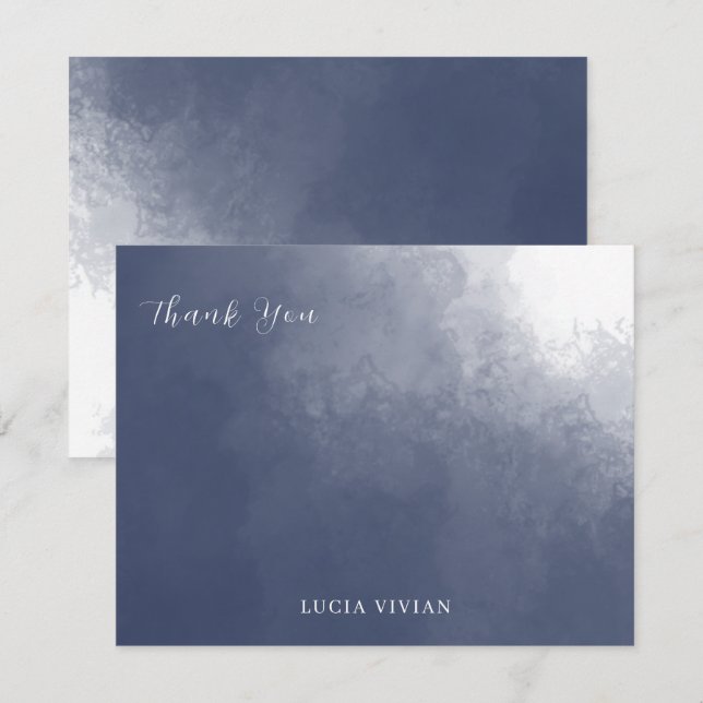 Formell, svart, blå rök, svart tack kort (Fram/baksida)