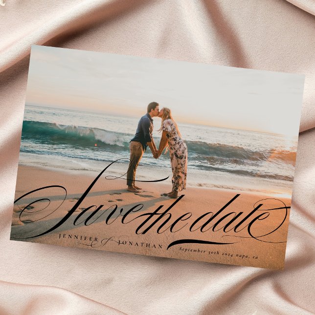 Formell, svart Elegant, QR-kodfoto Spara Datumet (Skapare uppladdad)