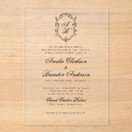 Formell svartvit Blommigt Monogram Vapensköld Bröl