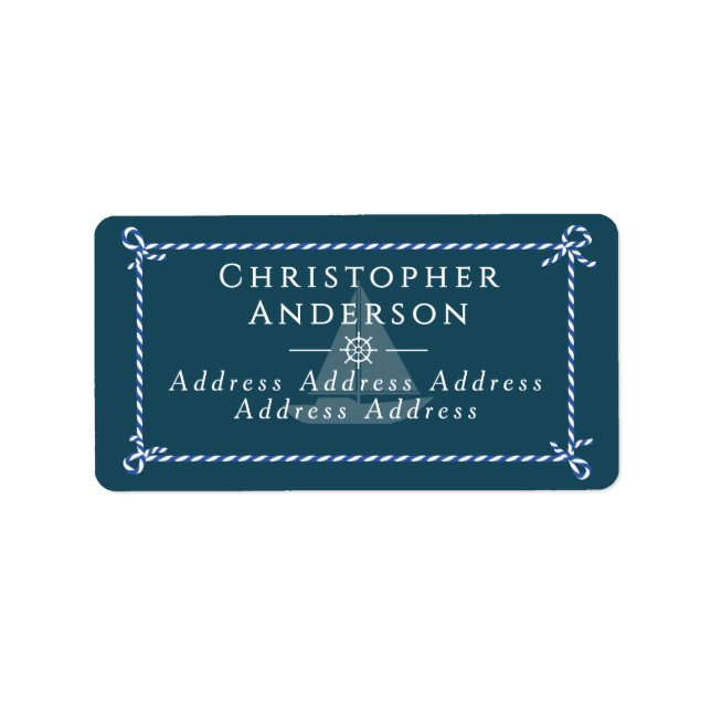 Formell Teal för Nautical Rope Adressetikett (Framsidan)