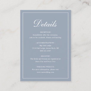 Formell traditionell Elegant Dusty Blue Bröllop Tilläggskort